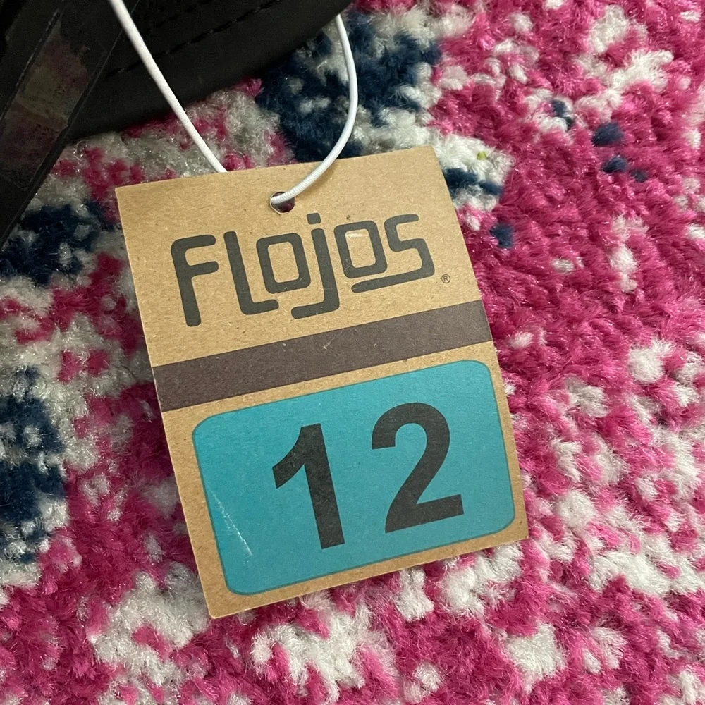 NWT Flojos Men's Memory Foam Comfort Flip Flop Thong Sandals - Black, Size 12 - Picture 4 of 7